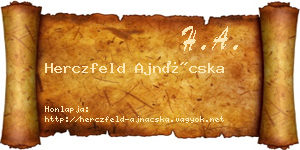 Herczfeld Ajnácska névjegykártya